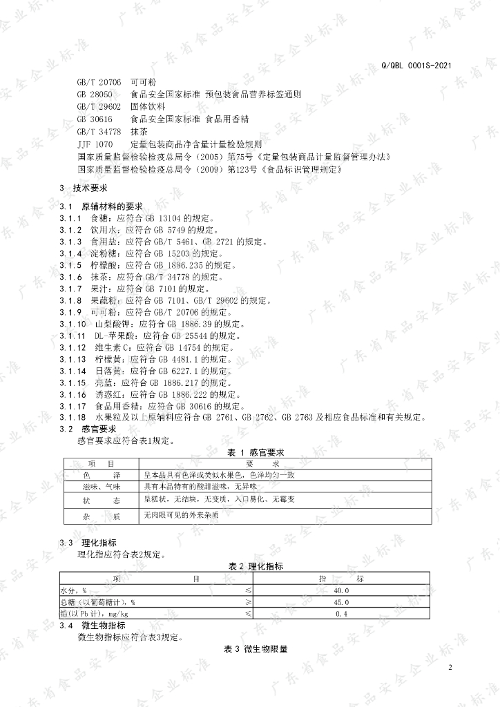 Q/QBL 0001S-2021 标准预览