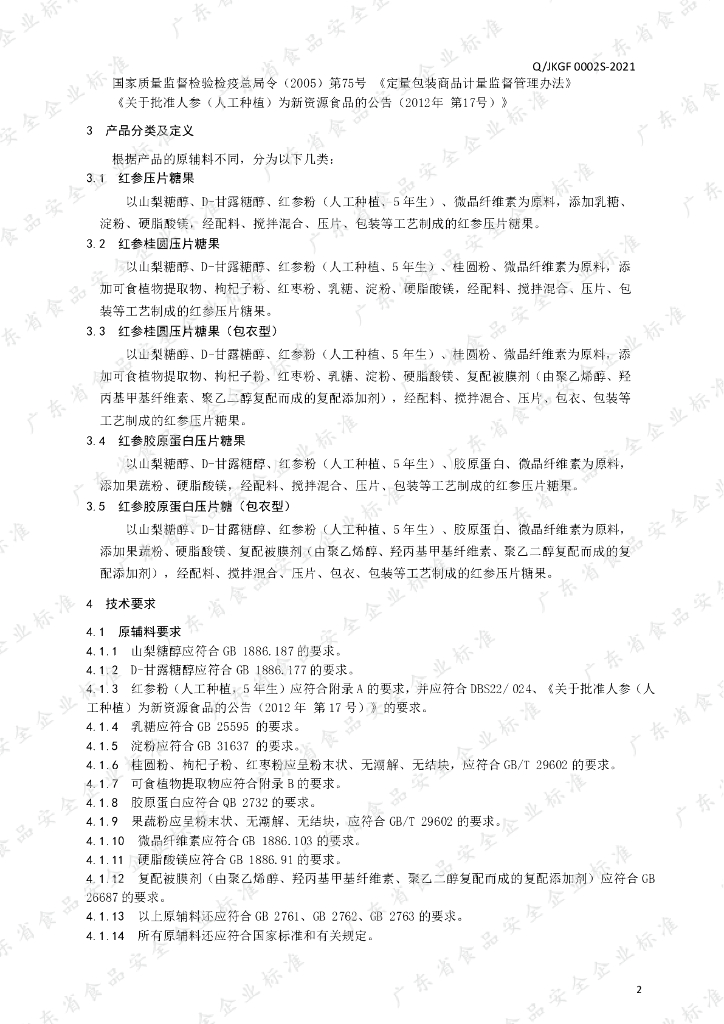 Q/JKGF 0002S-2021 标准预览