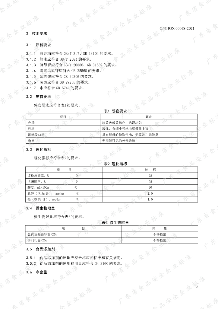 Q/NHGX 0001S-2021 标准预览