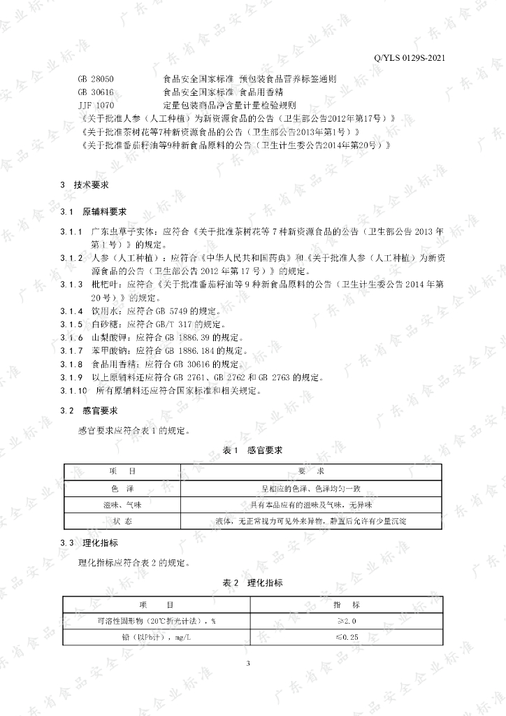 Q/YLS 0129S-2021 标准预览