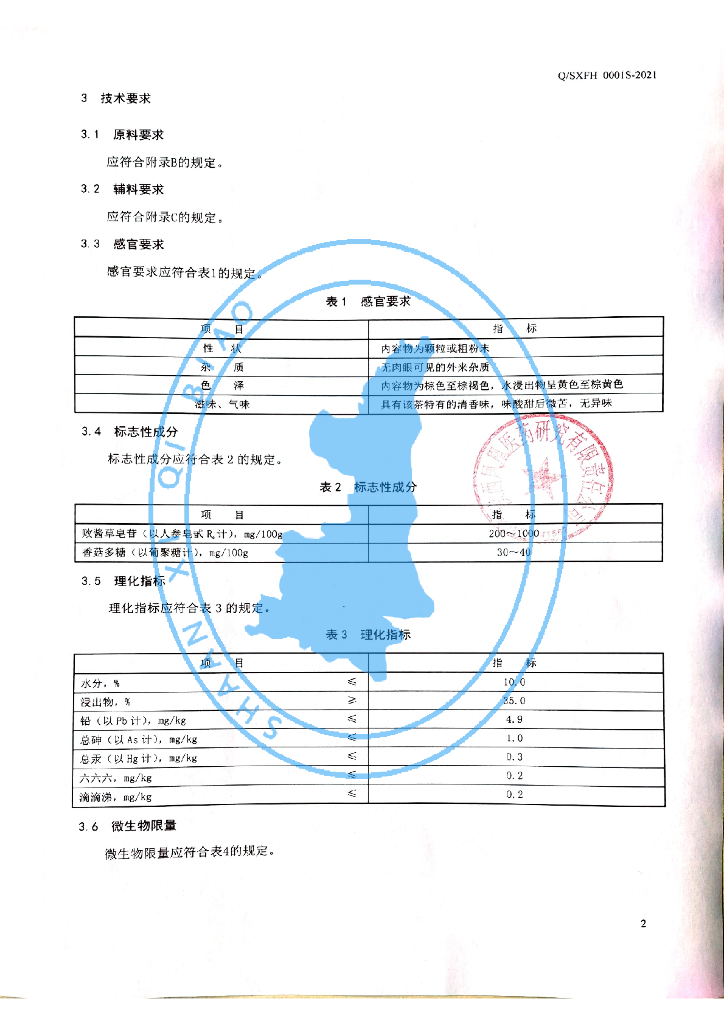 Q/SXFH 0001S-2021 标准预览