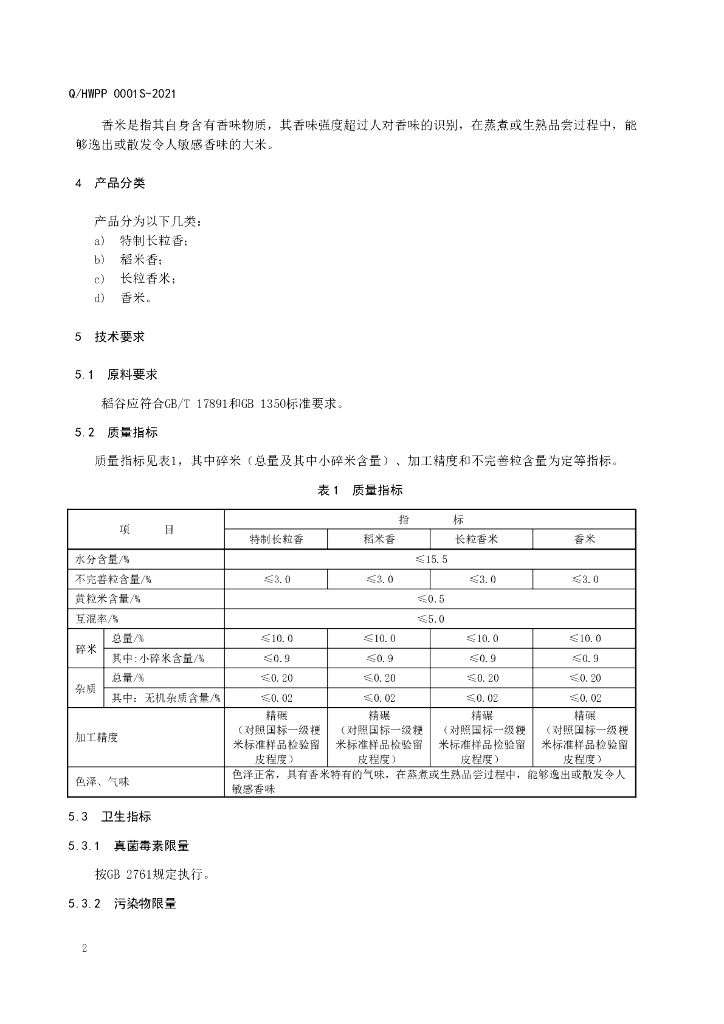 Q/HWPP 0001S-2021 标准预览