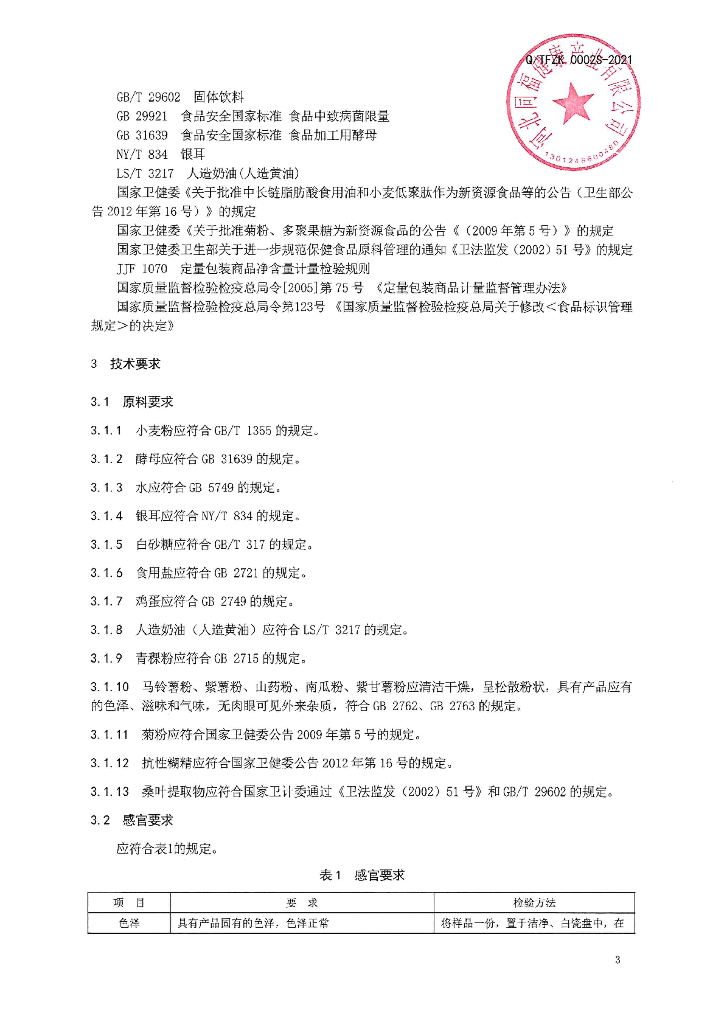 Q/TFJK 0002S-2021 标准预览