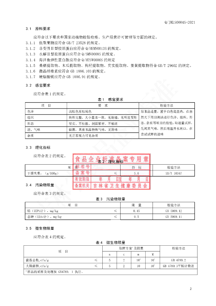 Q/JKLS 0004S-2021 标准预览