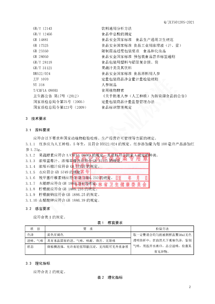 Q/JLYS 0120S-2021 标准预览