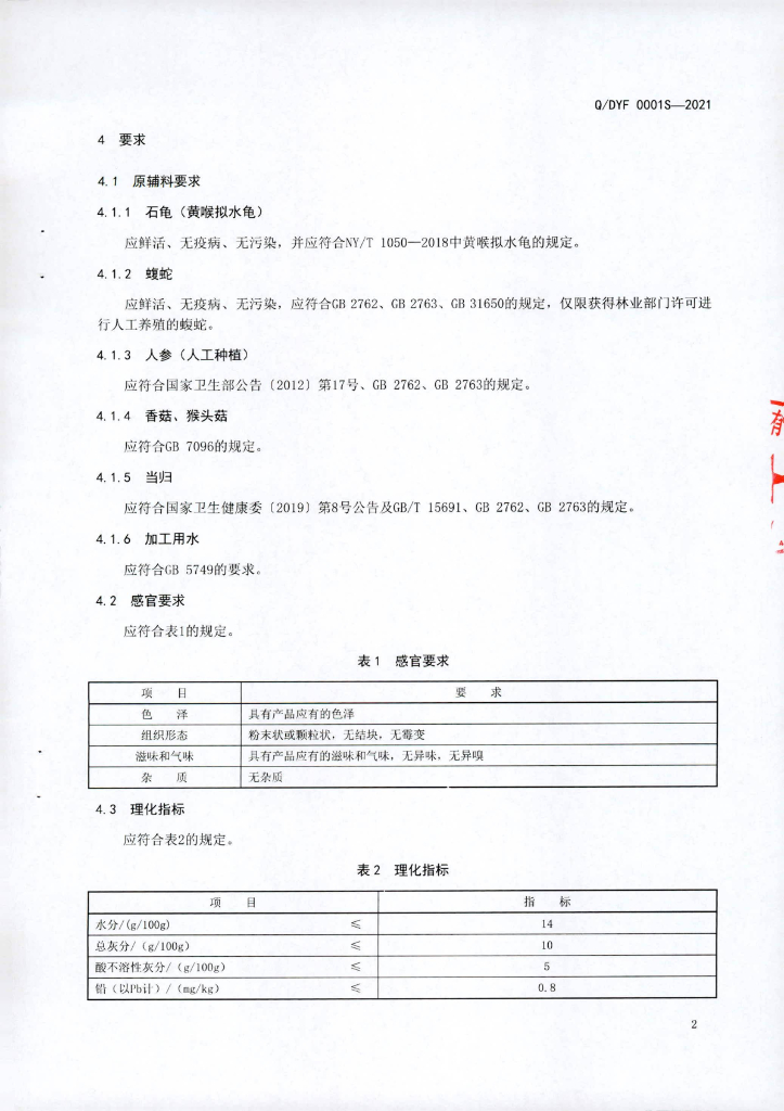 Q/DYF 0001S-2021 标准预览