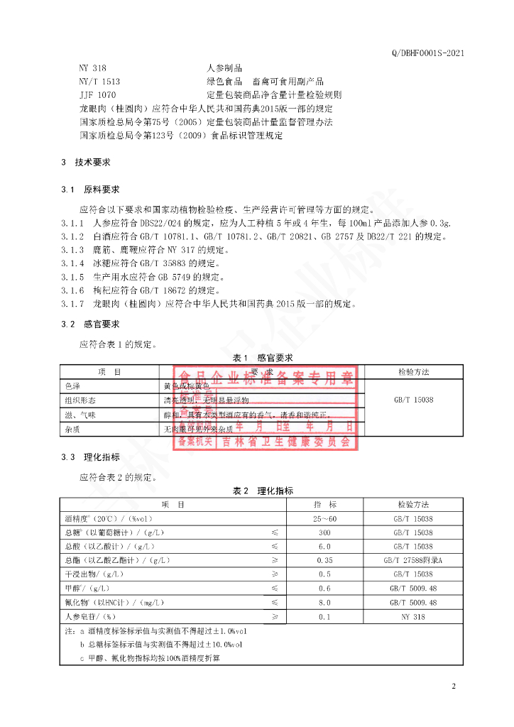 Q/DBHF 0001S-2021 标准预览