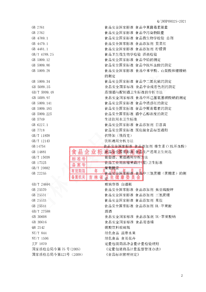 Q/JHXP 0032S-2021 标准预览