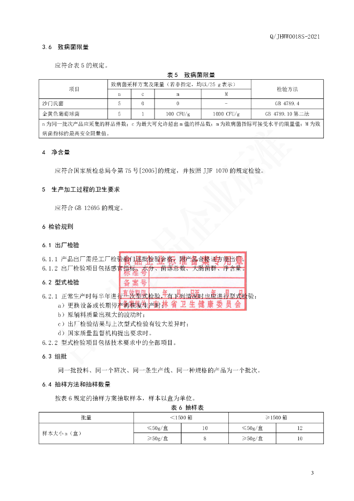 Q/JHWW 0018S-2021 标准预览