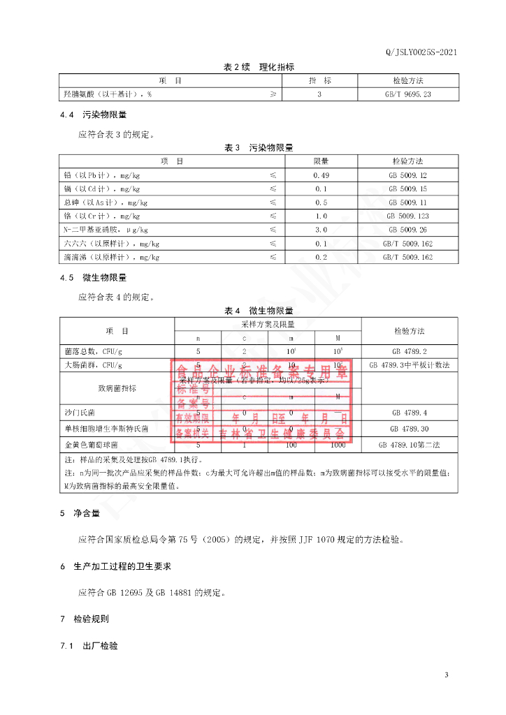 Q/JSLY 0025S-2021 标准预览