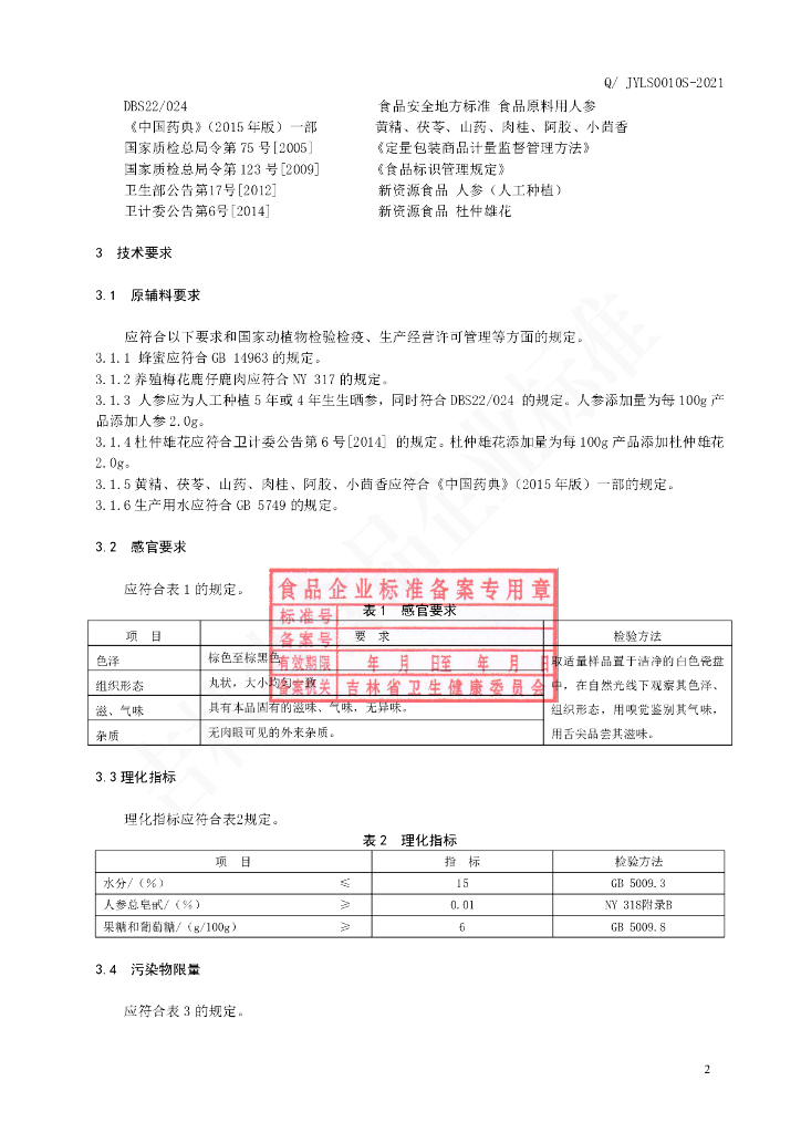 Q/JYLS 0010S-2021 标准预览