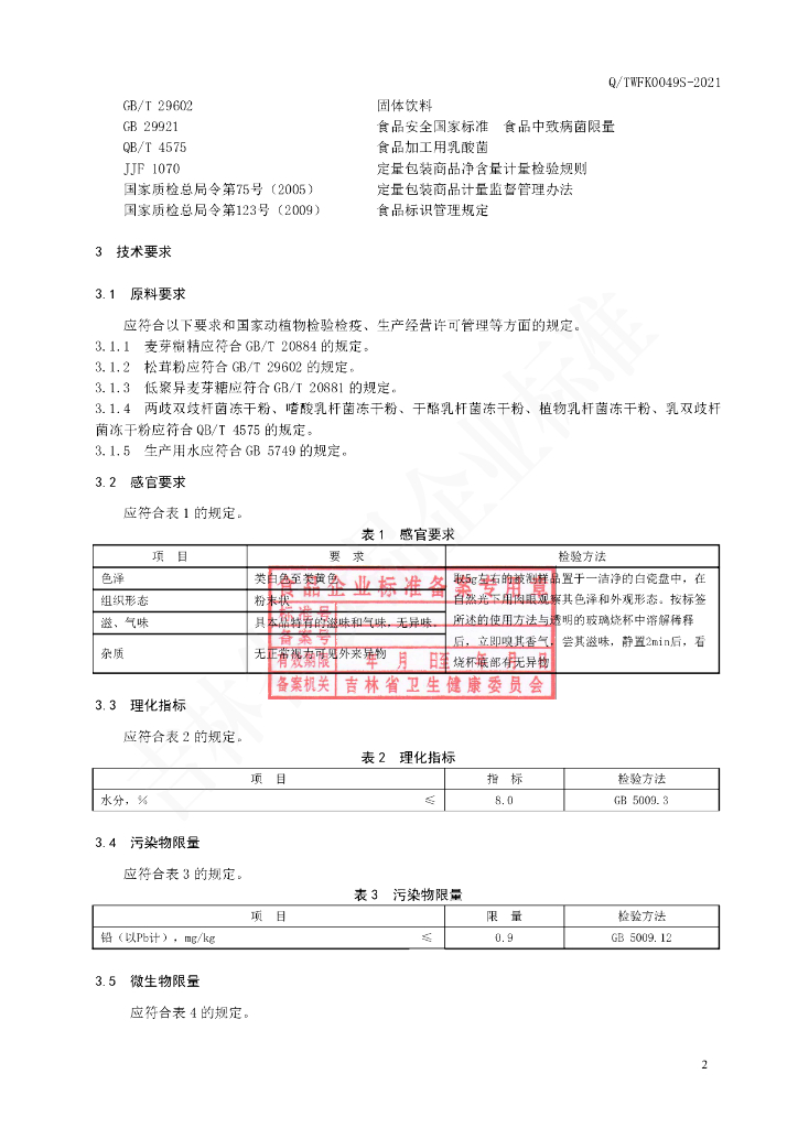 Q/TWFK 0049S-2021 标准预览