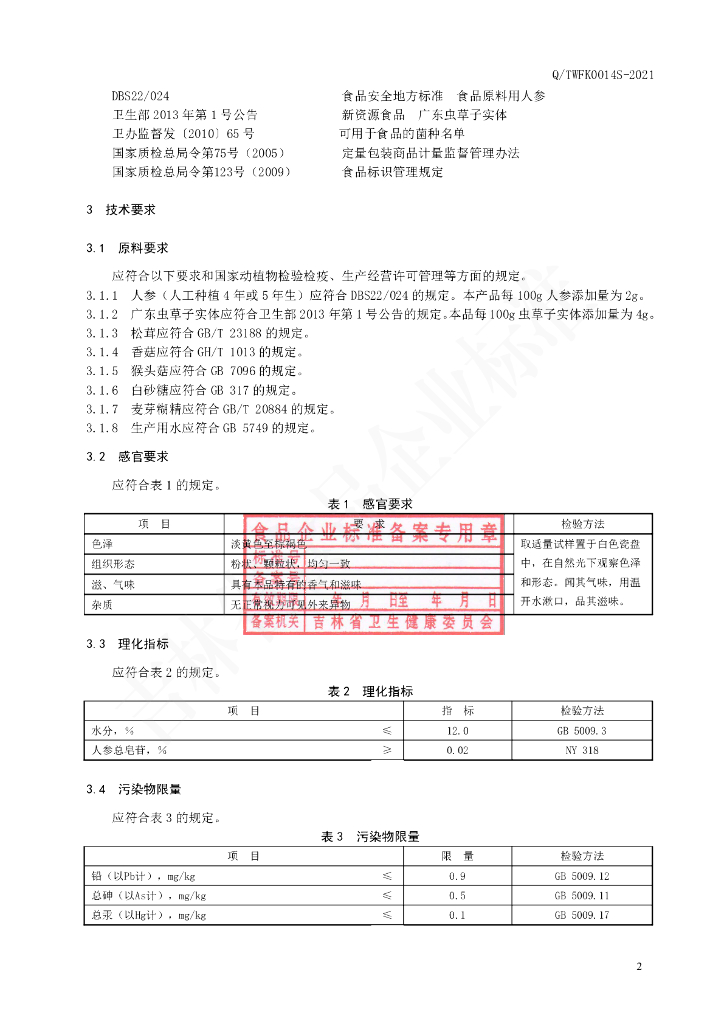 Q/TWFK 0014S-2021 标准预览