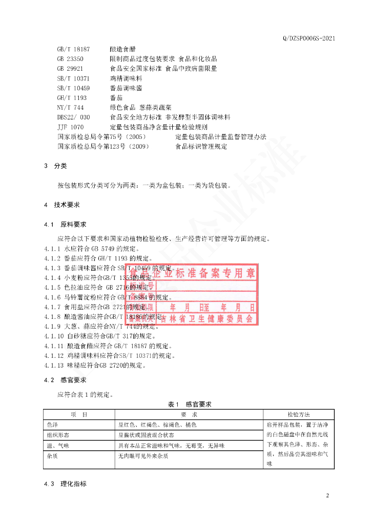 Q/DZSP 0006S-2021 标准预览