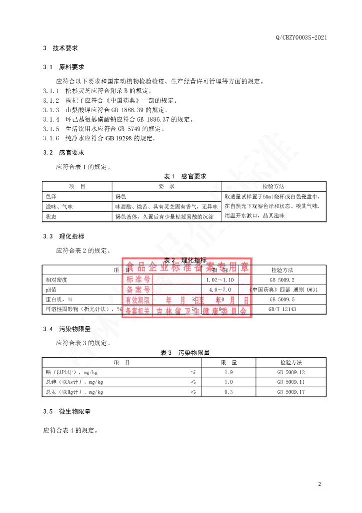 Q/CBZY 0003S-2021 标准预览