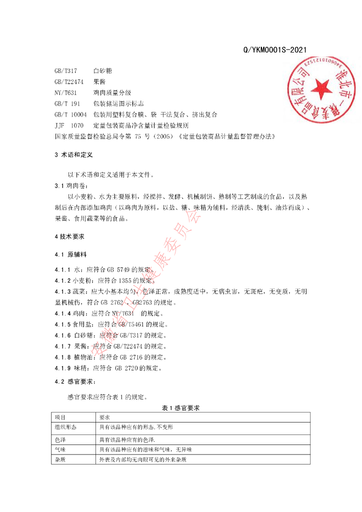 Q/YKM 0001S-2021 标准预览