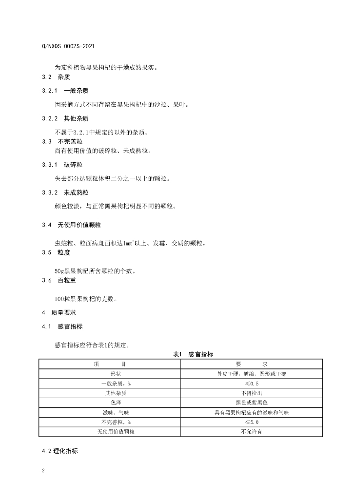 Q/NXQS 0002S-2021 标准预览
