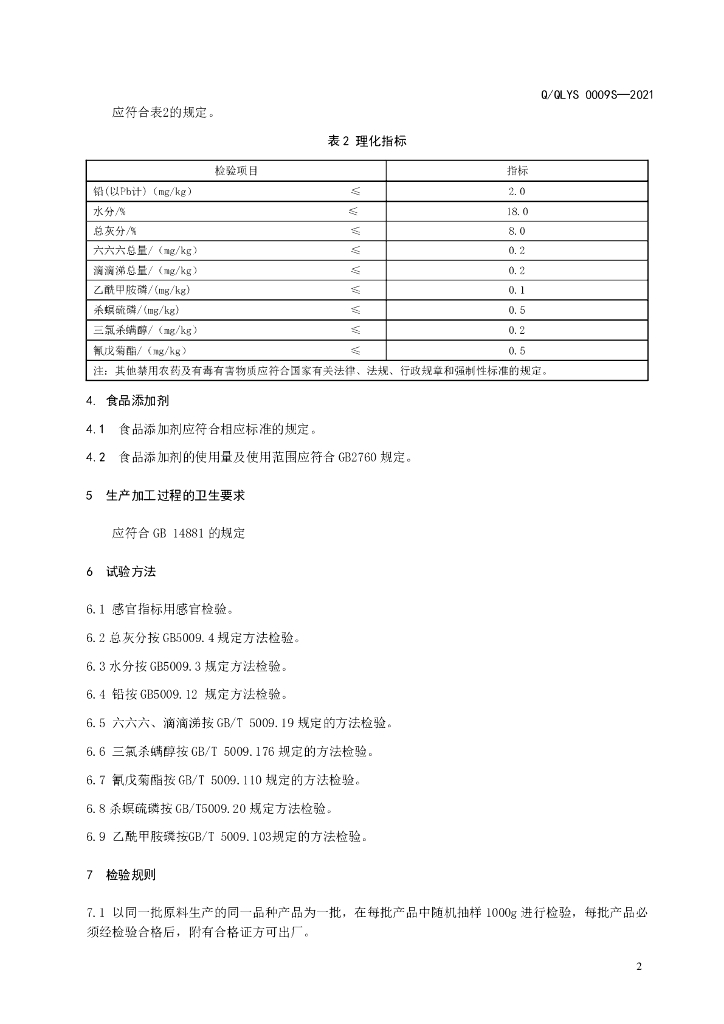Q/QLYS 0009S-2021 标准预览