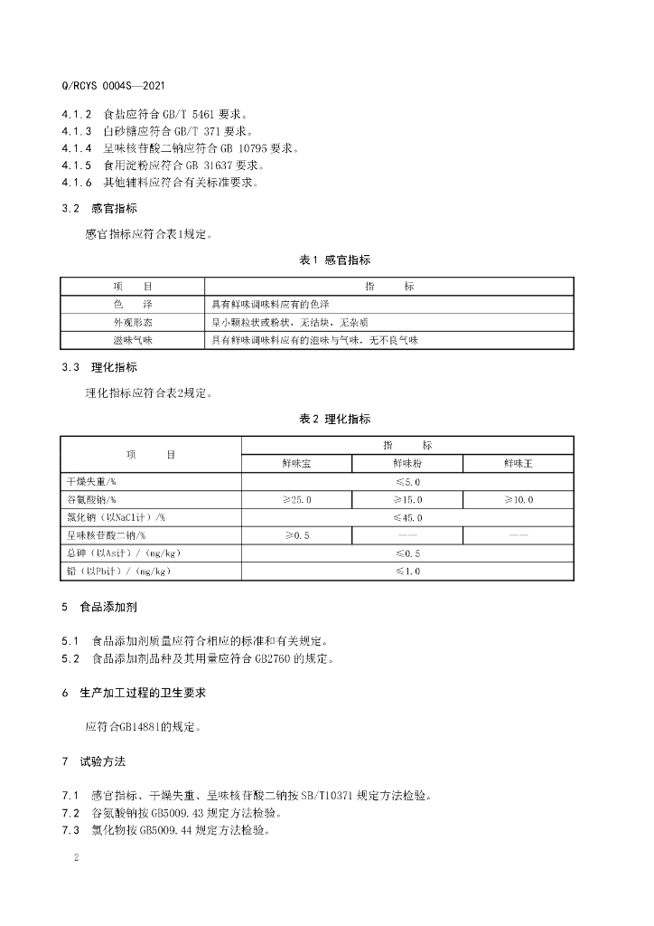 Q/RCYS 0004S-2021 标准预览