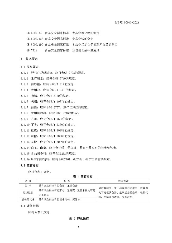 Q/SFZQ 0001S-2021 标准预览