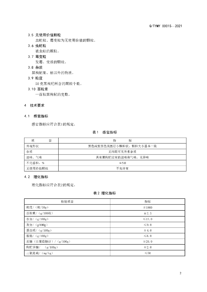 Q/TYMY 0001S-2021 标准预览