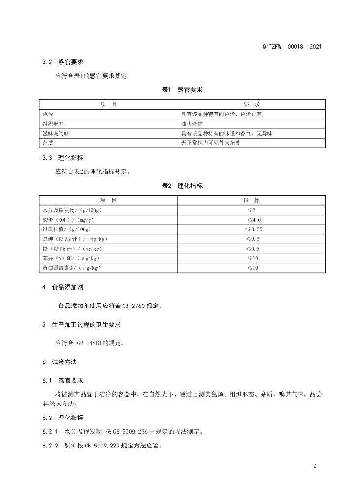 Q/TZFW 0001S-2021 标准预览