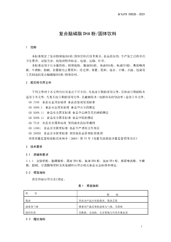 Q/XJYS 0052S-2021 标准预览