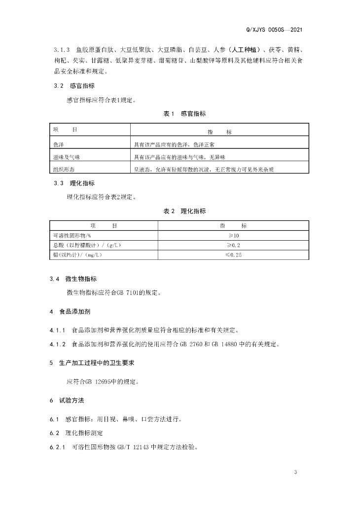 Q/XJYS 0050S-2021 标准预览