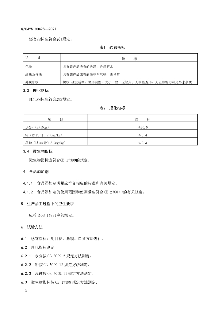 Q/XJYS 0049S-2021 标准预览