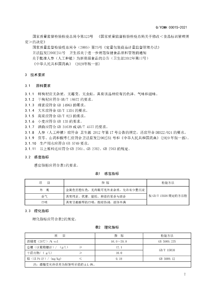 Q/YCMH 0001S-2021 标准预览