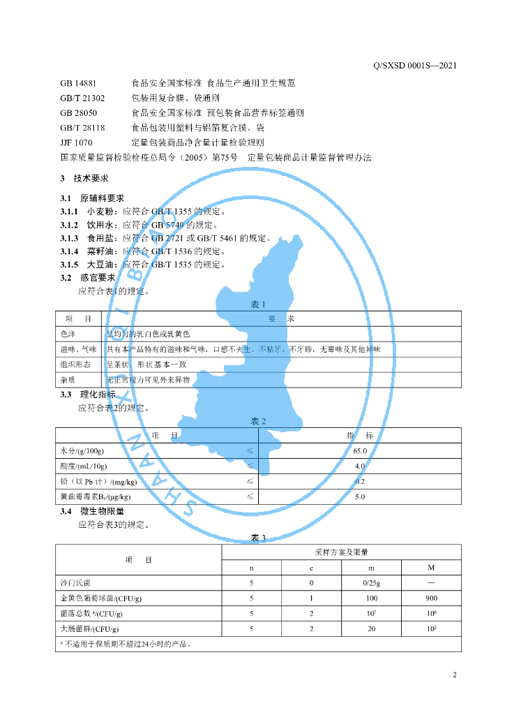 Q/SXSD 0001S-2021 标准预览