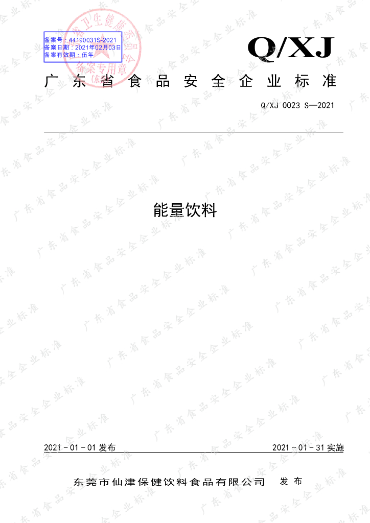 Q/XJ 0023S-2021 标准预览