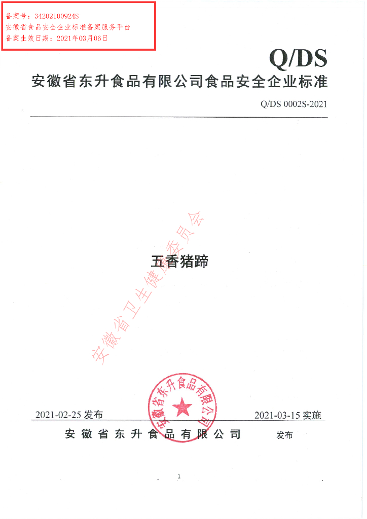 Q/DS 0002S-2021 标准预览