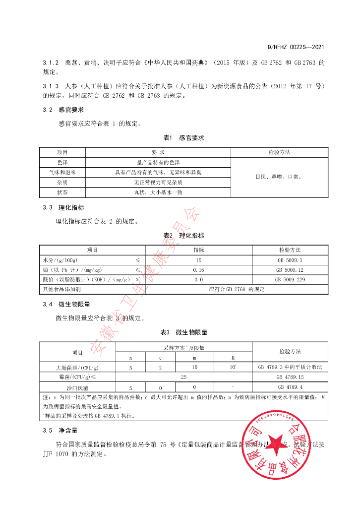 Q/HFHZ 0022S-2021 标准预览