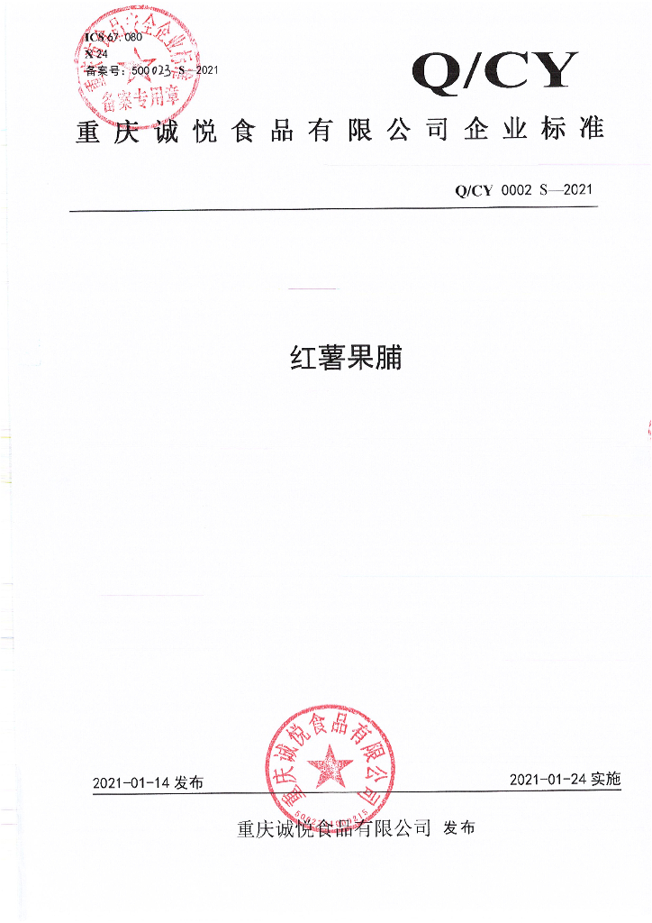 Q/CY 0002S-2021 标准预览