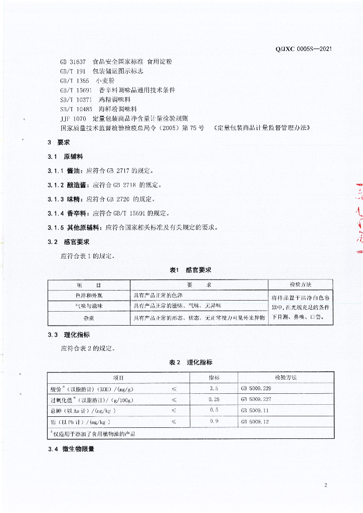 Q/JXC 0005S-2021 标准预览