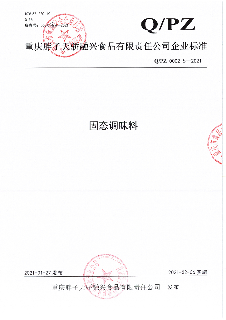 Q/PZ 0002S-2021 标准预览