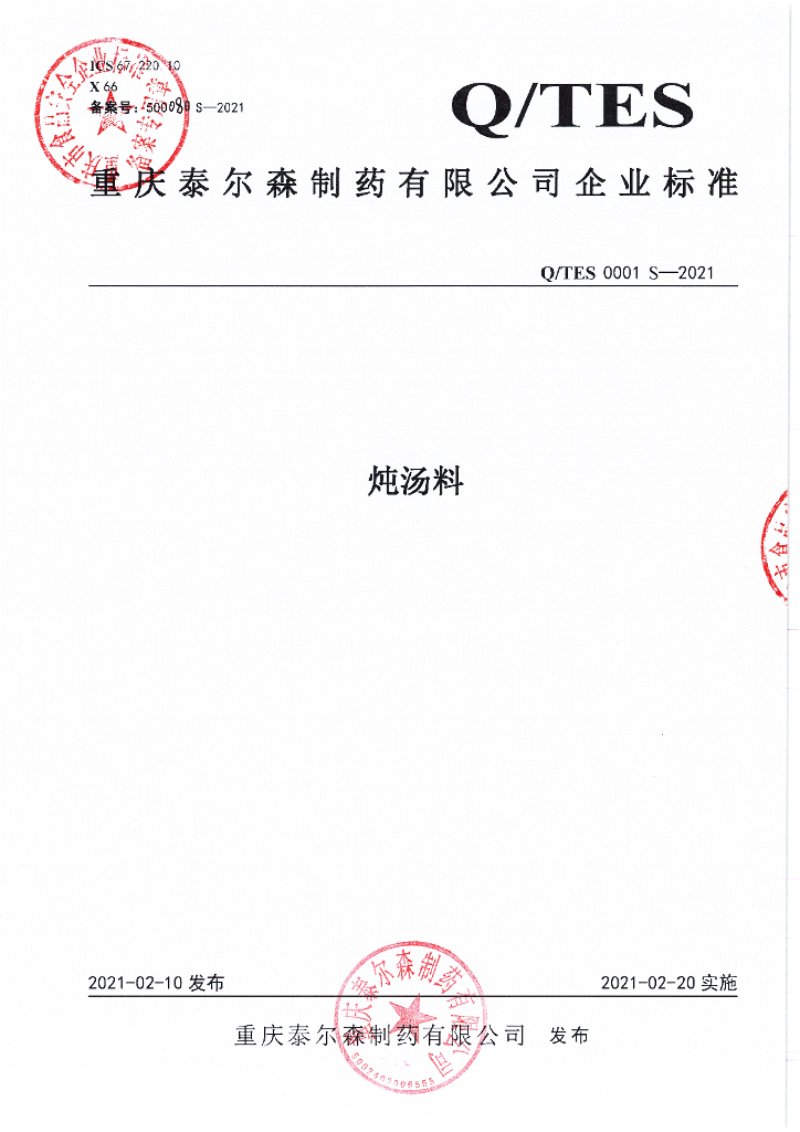 Q/TES 0001S-2021 标准预览