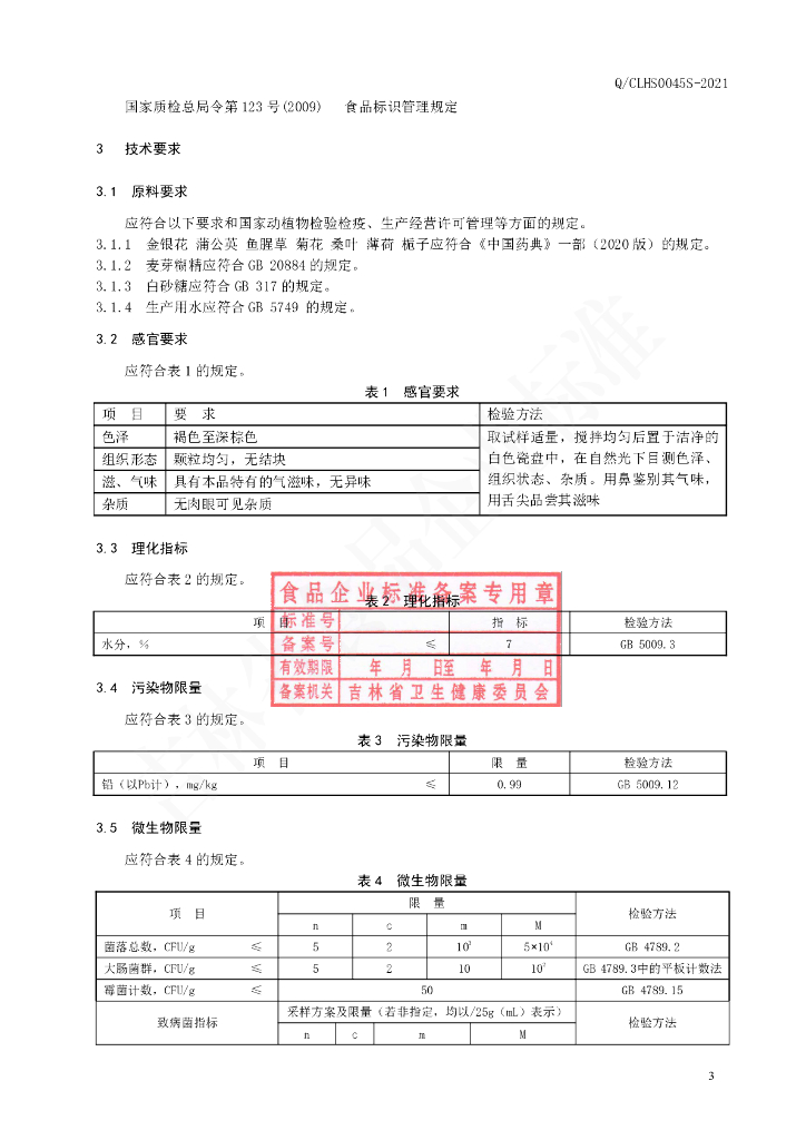 Q/CLHS 0045S-2021 标准预览