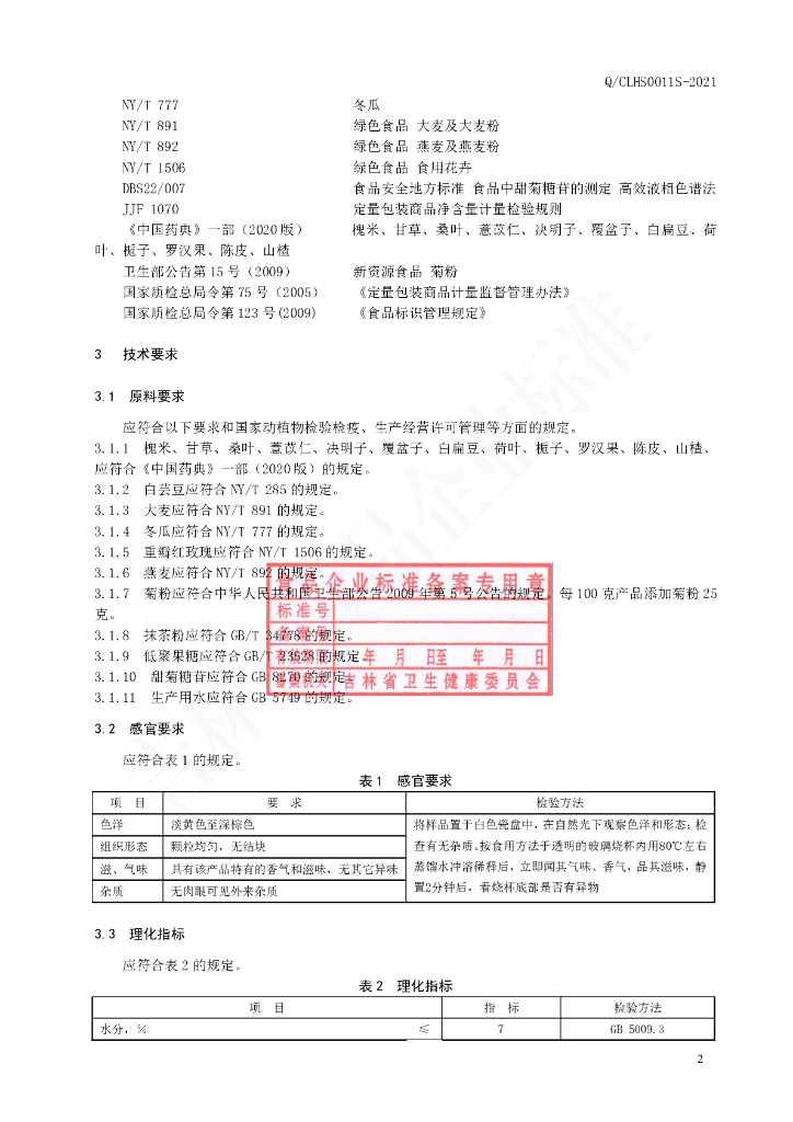 Q/CLHS 0011S-2021 标准预览