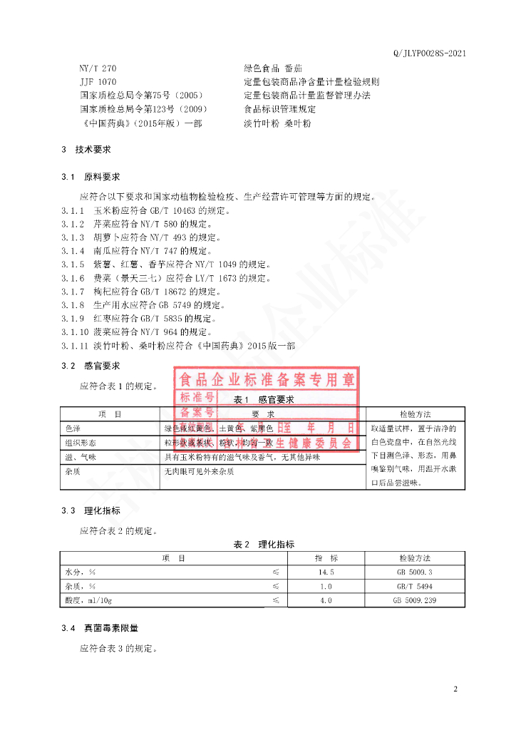 Q/JLYP 0028S-2021 标准预览