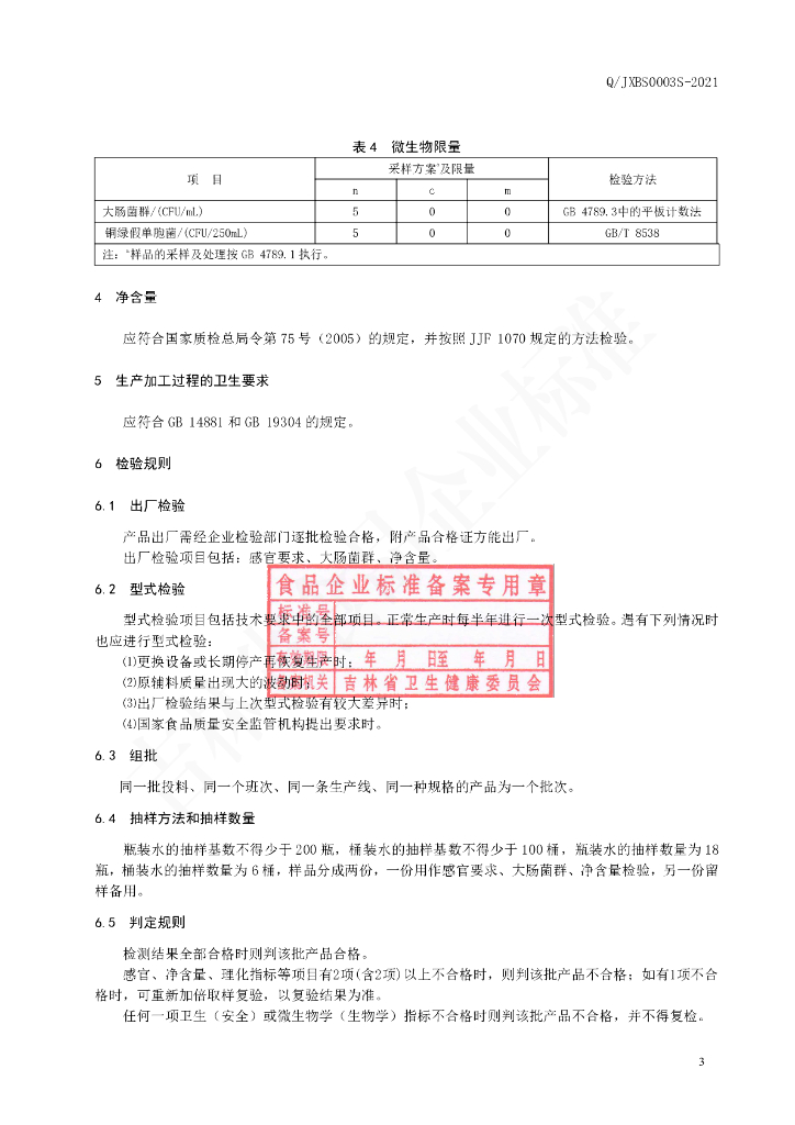 Q/JXBS 0003S-2021 标准预览