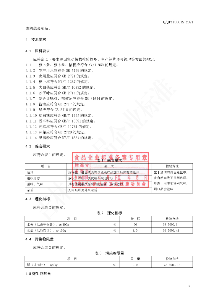 Q/JPYF 0001S-2021 标准预览