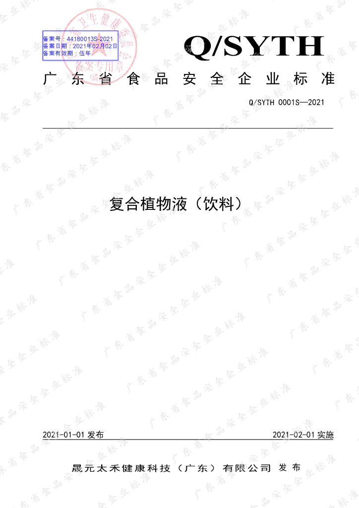 Q/SYTH 0001S-2021 标准预览