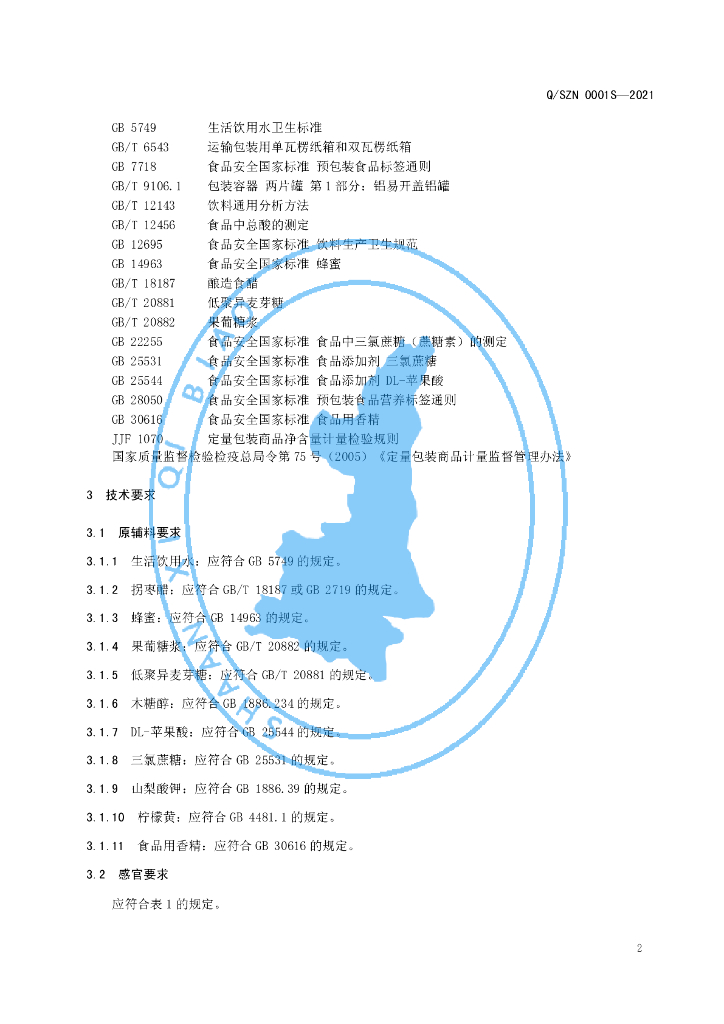 Q/SZN 0001S-2021 标准预览