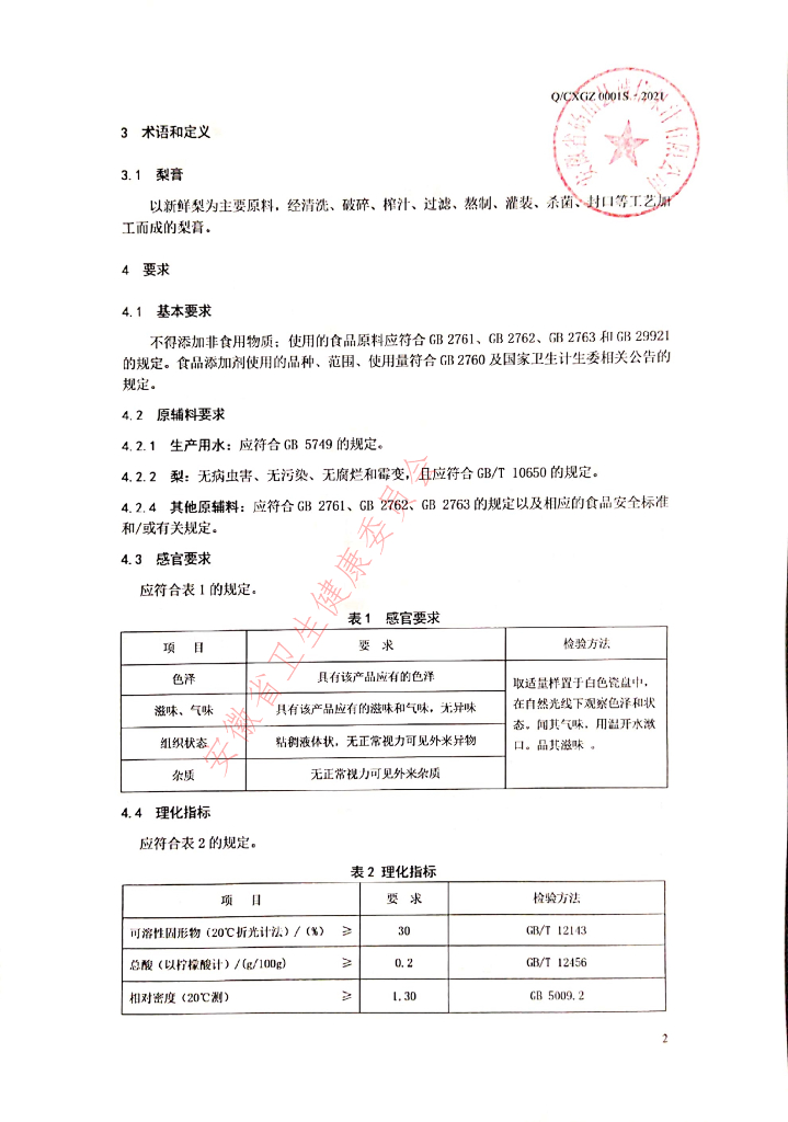 Q/CXGZ 0001S-2021 标准预览