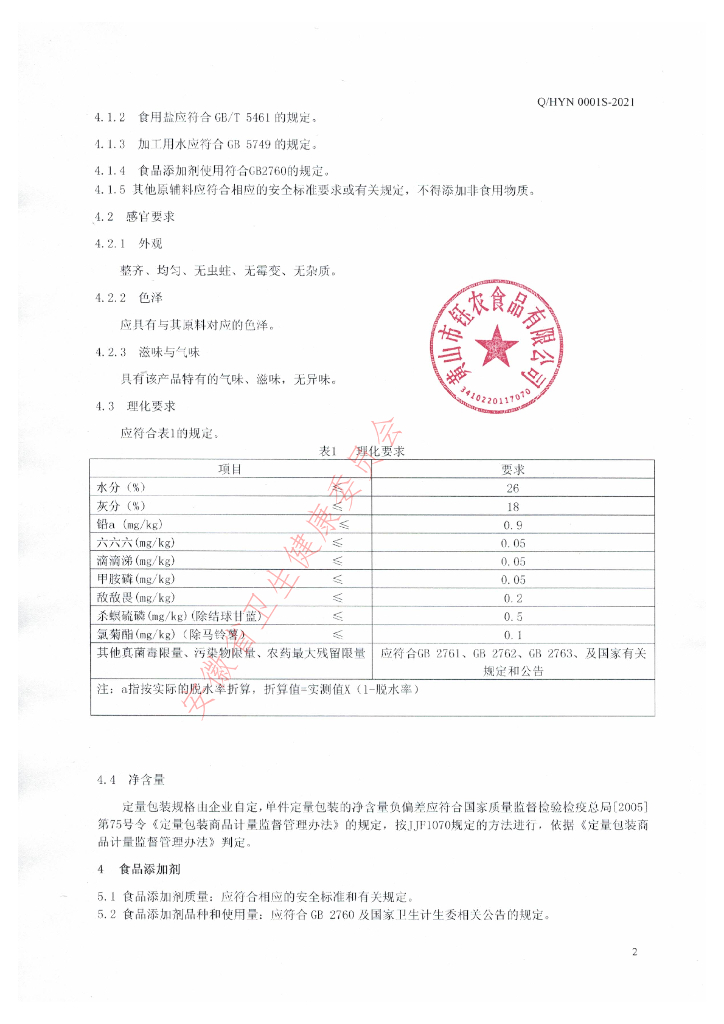 Q/HYN 0001S-2021 标准预览