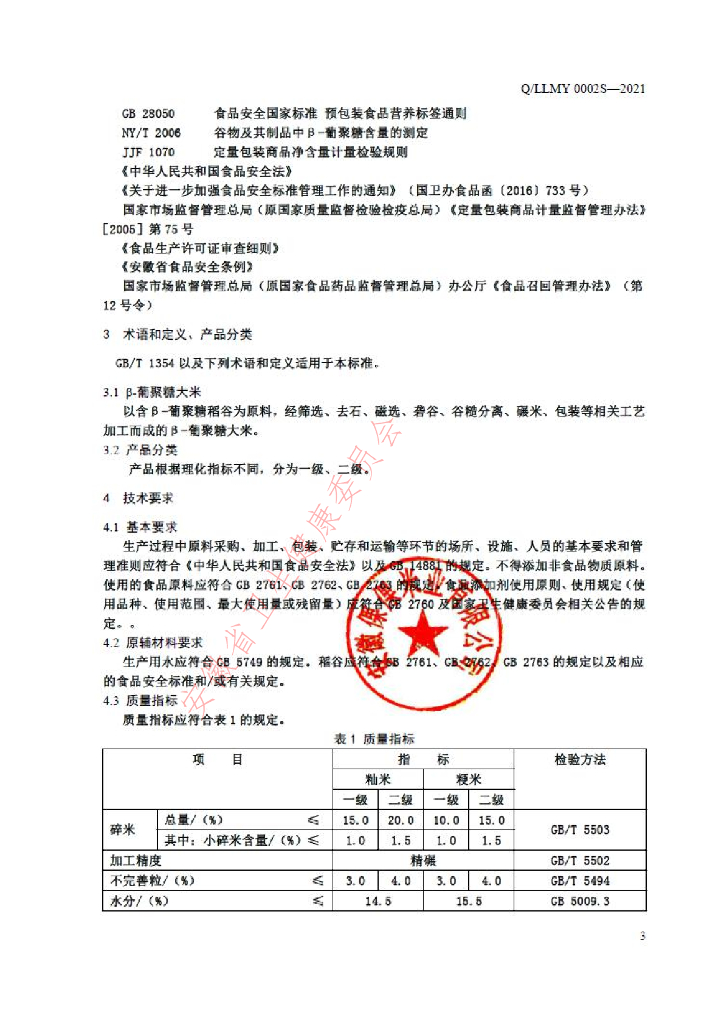 Q/LLMY 0002S-2021 标准预览