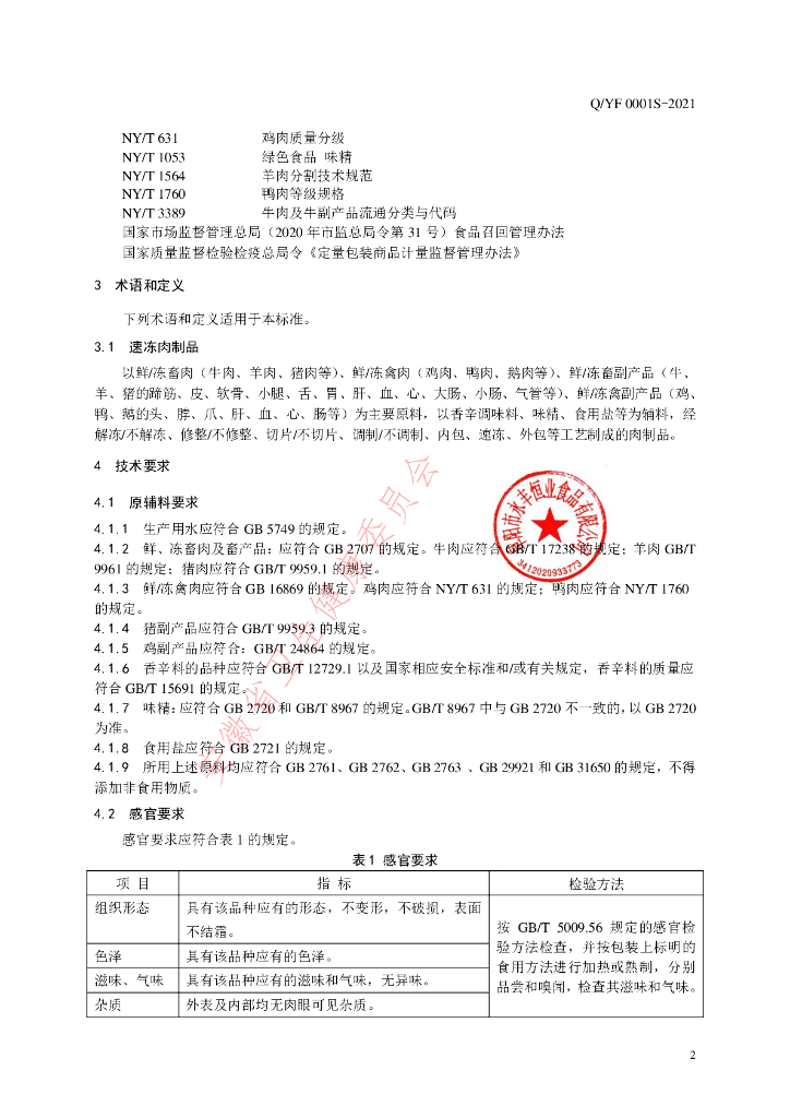Q/YF 0001S-2021 标准预览