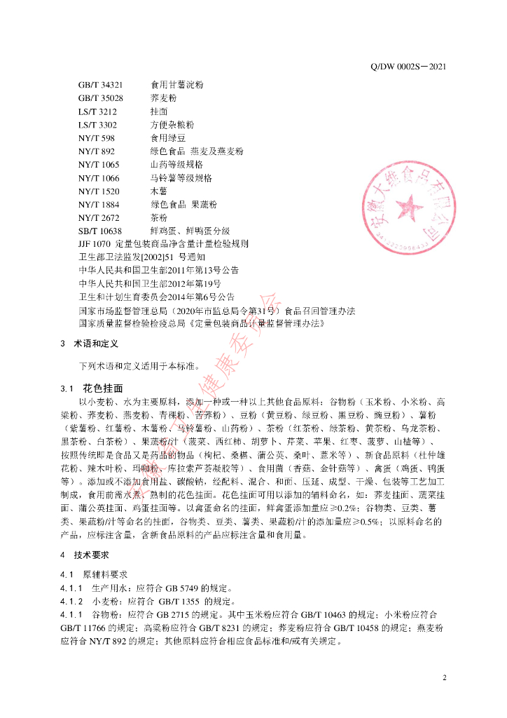 Q/DW 0002S-2021 标准预览